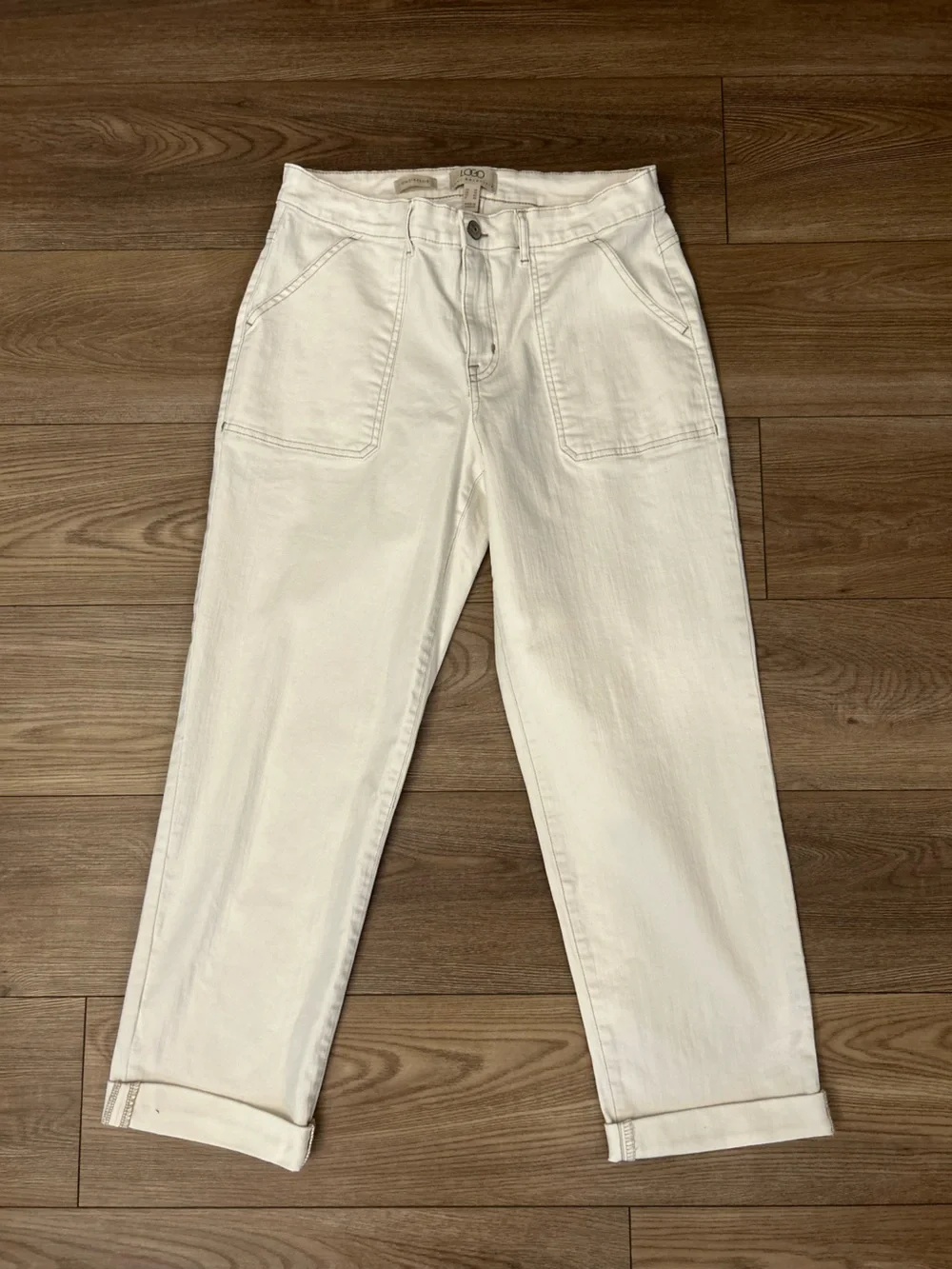 LOGO Lori Goldstein Boyfriend Jeans Size 10 Ivory A646051 2024